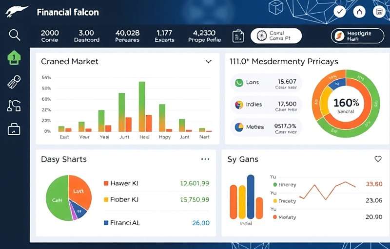 Financial Falcon India Main Dashboard Financial Falcon India gameplay showing stock market dashboard with Indian companies and financial data